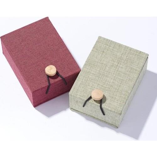 10Pcs Jewelry Storage Boxes Pendant Necklace Display Case Gift Box Retro Simple Rectangle Burlap and Cloth Box 10.5x7.6x4.3cm