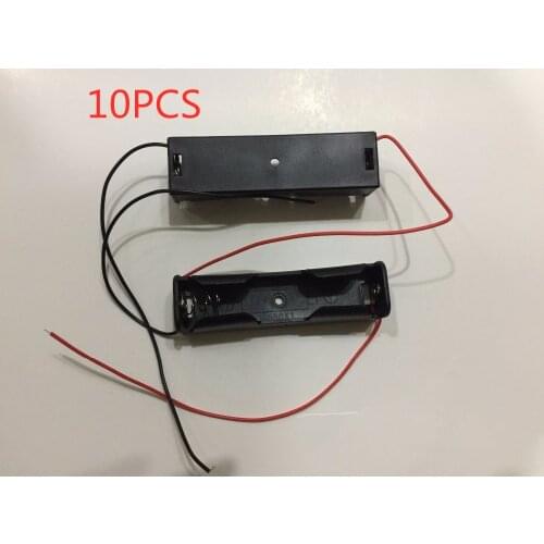 10PCS Small Plastic battery case shell 18650 Battery 3.7V Clip Storage Holder Box Case Black With Wire Lead