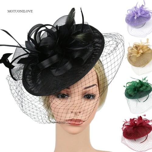 2020 Elegant Women Bridal Hats and Fascinators Black/Gold/Yellow Net Birdcage Bride Wedding Hats Face Veils Wedding Accessories
