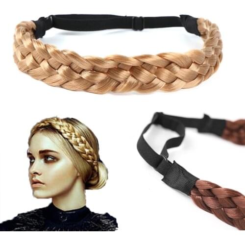 3.5cm Wide Synthetic Wig Twist Elastic Hair Bands Braids Bohemian Plait Headbands For Women Stretch Girls Hair Accessories