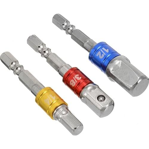 3pcs 1/4inch Hex Power Drill Bit Driver Socket Bar Metal Wrench Adapter Extension Adapter 1/4" 3/8" 1/2"For Electric Screwdriver