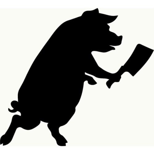 58cm x 46.4cm 2 x Pig With Butcher Knife Funny Graphical (one For Each Side) Car Sticker For Truck Door Vinyl Decal 13 Colors