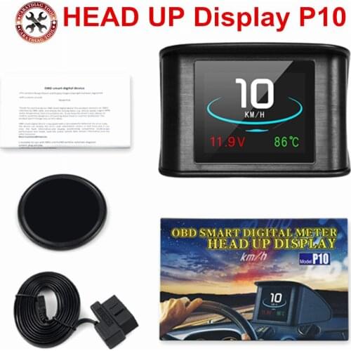 P10 Automobile Trip On-board Computer Car Digital OBD2 OBD Driving Computer Display Speedometer Temperature Gauge Hud Mileage
