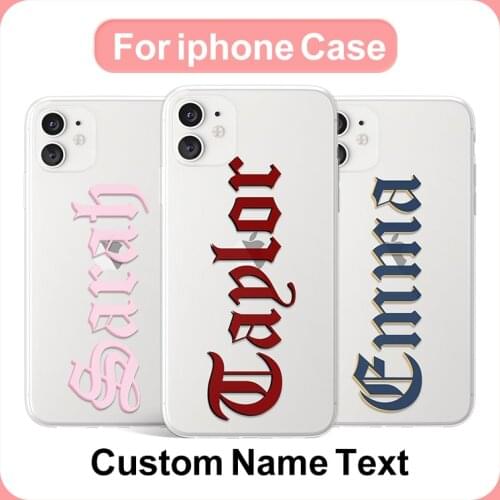 Custom Artistic Font Name Phone Case For iphone SE 2020 6 6S 7 8P X XR XS Max 11 Pro 12 Mini MAX New Soft silicone phone Case
