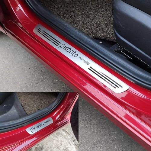 For Kia Picanto Gt line GT-line Auto Sticker Accessories Stainless Steel Door sill Strip Car Pedal Scuff Protector Cover 4 pcs