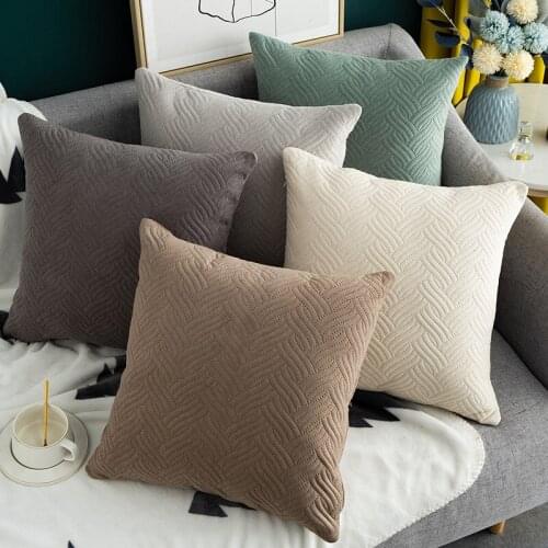 Home Decor Lisi Velvet Hugging Pillow Case Simple Solid Color Sofa Cushion Office Striped Hugging Pillow 45cm*45cm
