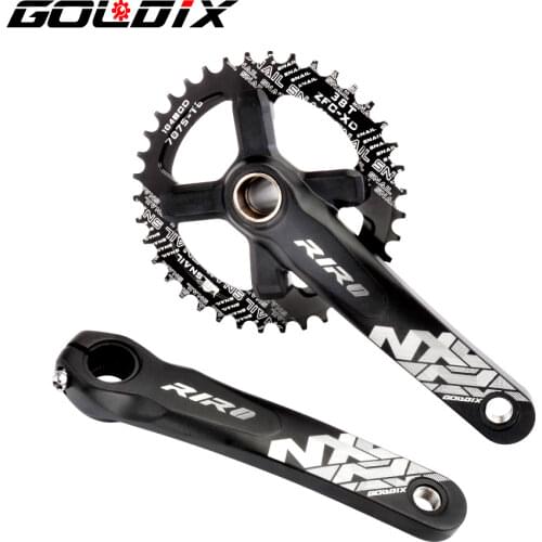 GOLDIX Bicycle Crank Chainwheel 104BCD MTB Bike Crankset Aluminum Alloy with Bottom 170/175mm Crank Black Red 32T 34T 36T 38T