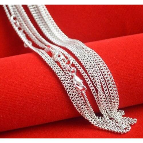 Hot Sale! 10pcs/lot Fashion 2mm Silver Plated Curb Chain Necklaces 16"-30" Wholesale Fashion Jewelry Necklace Chains