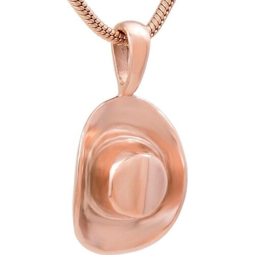 IJD9721 Cowboy Hat Stainless Steel Decorative Pendant Necklace Memorial Gray Cylinder Jewelry