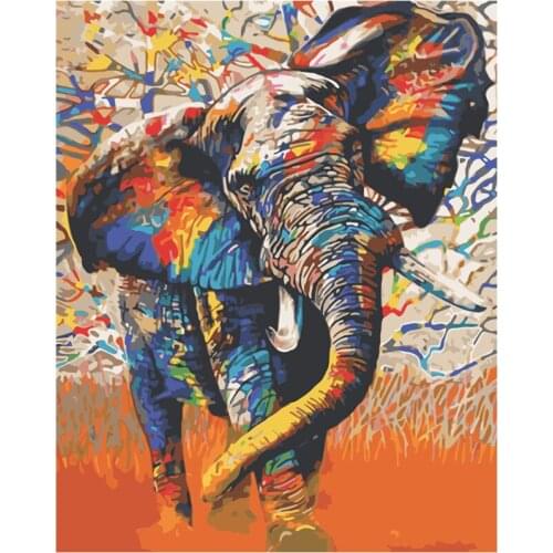 Painting By Numbers DIY Dropshipping Big size Grassland color elephant Animal Acrylic House Decoration Art picture Gift