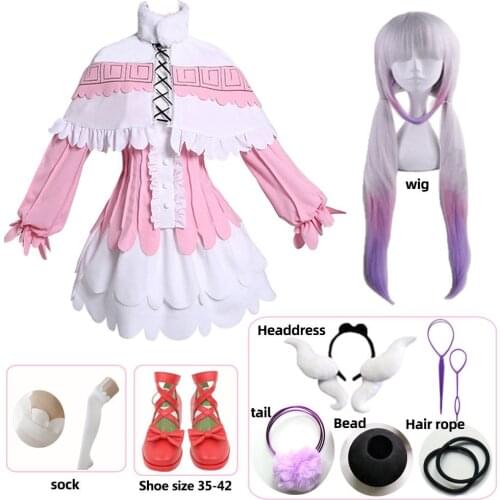 Kanna cosplay Japanese anime girl kobayashi dragon maid kamui kanna cosplay costumes halloween party kawai dress for woman wig