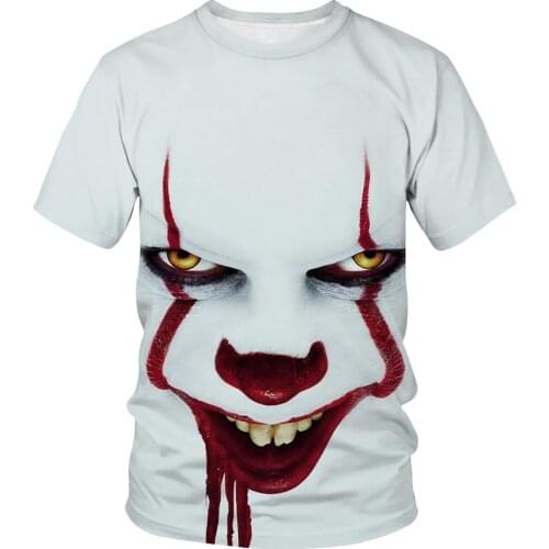Hot Sales new men t shirt Sketch the clown 3D Printed T Shirt Men Joker Face Casual O-neck Male S-5XL tshirt Clown Short Sleeved
