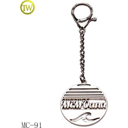 MC499 custom high quality handbag metal chain hang tag metal logo label for bags