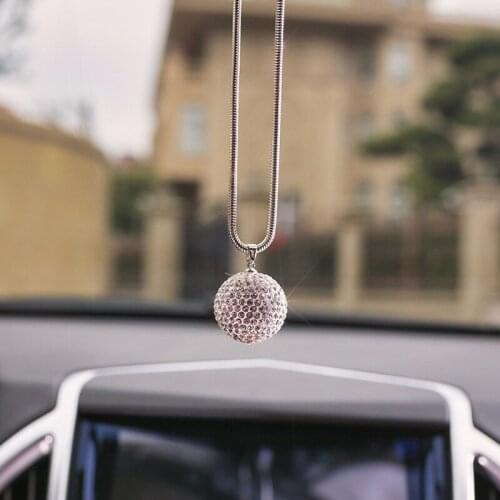Cute Cartoon Diamond Car Pendant Hanging Ornament Bling Crystal Rhinestone Ball Car RearView Mirror Pendants Accessories