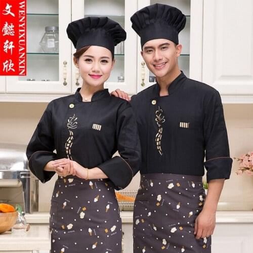 New Chef Jacket Long Sleeve Adult Hotel Chef Uniform Kitchen Work Clothes Plus Size Nice Fabric Long Sleeve Chef Uniform B-6405