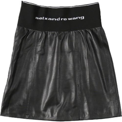 Genuine Leather 2020 Spring new skirt with elastic waist in genuine leather for all women and slim skirt in sheep skin