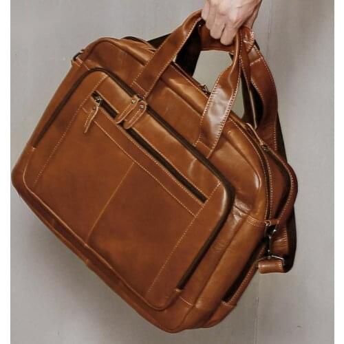 Men Briefcase Genuine Leather Laptop Bag business Cowhide Male Vintage Designer Handbag Men messenger Bag