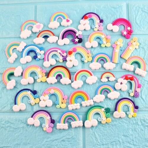 Various Polymer Clay Rainbow Resin Cabocons Lolipop Cloud DIY Jewelry Accessories Hair Clip Phone Case Decor 30pcs
