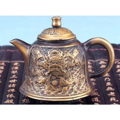 Rare Old Ming Dynasty (xuan de1426-1438) red copper teapot,best carving ,Bronze pot,with mark,free shipping