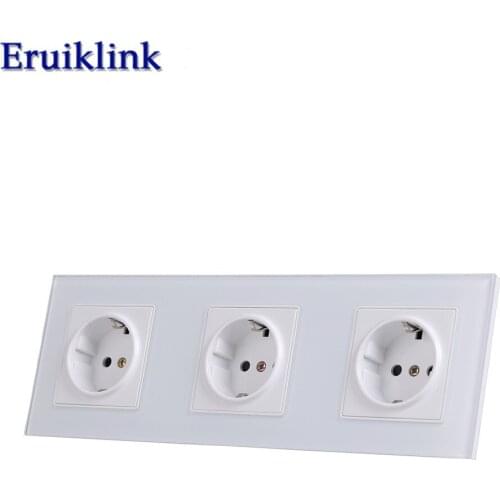 Eruiklink EU Standard Wall Power Socket, White Crystal Glass Panel, Manufacturer of 16A 110V~250V Wall Outlet