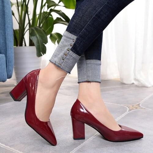 RUIDNEG office lady pumps high heel career pointed toe slip on fashion women shoes white black wine red pink female heels 7.5cm