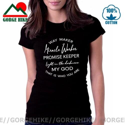 Way Maker Miracle Worker T Shirt Cotton Letter Christian Women Tshirt Jesus God Church Short Sleeve Tops Plus Size Dropshipping