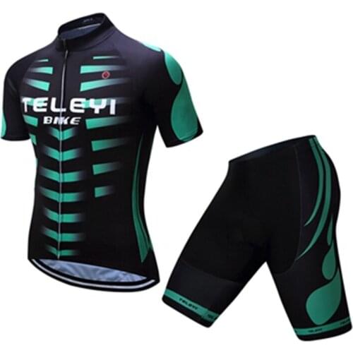 TELEYI Mens Cycling Jersey Sets Short Sleeve Bicycle Suit Bike ClothesMaillot Ropa De Ciclismo Cycling Clothing Top Gel Shorts