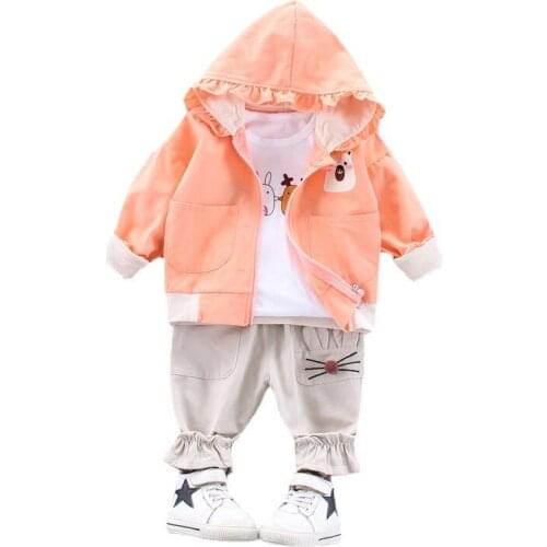 Spring Autumn Kids Cartoon Costume Children Hooded Jacket T-shirt Pants Boys Baby Girl Casual Clothes Toddler Fashion Tracksuits