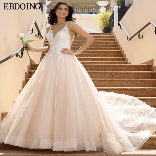 Vestidos De Novia Newest Wowen A-Line Wedding Dress Sleeveless V-Neck Neckline Long Floor-Length Plus Size Bride Gown