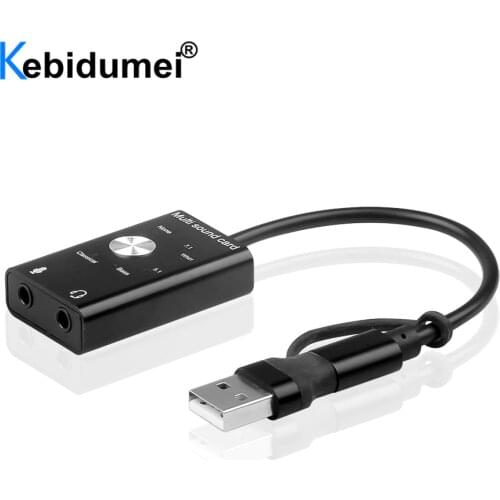 Type C USB 2.0 External Sound Card Stereo Microphone Adapter Professional Converter For MacBook Laptop Headset PC Speaker