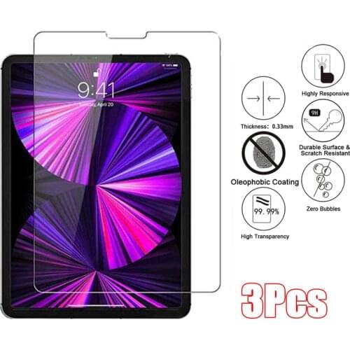 3 Pcs Tempered Glass Screen Protector For iPad Pro 11 iPad 2 3 7 8th Pro 9.7 10.2 10.5 Air 4 10.9 Mini 5 Tablet Protective Film