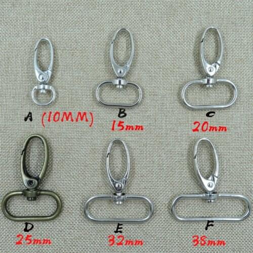 10/15/20/25/32/38mm Bag Clasps Lobster Swivel Trigger Clips Snap Hook For Strapping For DIY Accessories