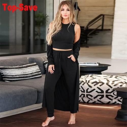 2021 Autumn Winter Vintage Streetwear Three Piece Set Ladies Slim Temperament Trousers Fashion Knitted Women Bodycon Sports Suit