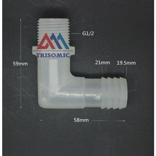 19.5mm*G1/2 Elbow screw thread type Connector Tube Joiner Material PP Plastic Fitting Tank Airline acid and alkali resistant