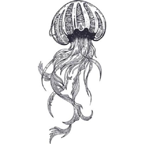 190MM×100MM Tattoo Sticker Waterproof Female Long-lasting Jellyfish Flower Arm Sexy Creative New Product