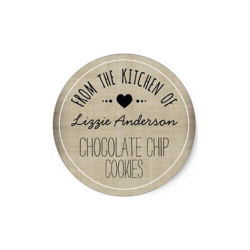 3.8cm Country Kitchen Burlap From the Kitchen of Label Classic Round Sticker