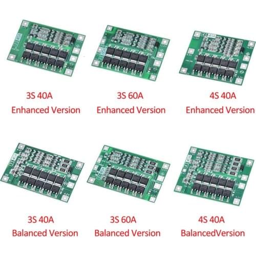 3S 4S 40A 60A 18650 Li-ion Lithium Battery Charger Protection Board BMS For Drill Motor 11.1V 12.6V/14.8V 16.8V Enhance/Balance