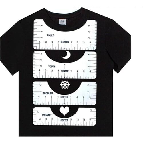 4Pcs/Set Ruler For Round Neck T-shirt Alignment Ruler Measured Measure Clothes Office For School Supplies Accessories