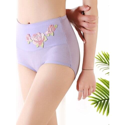 [40-100KG] Cotton panties wormwood Antibacterial fiber crotch large size underwear women briefs high waist underpant