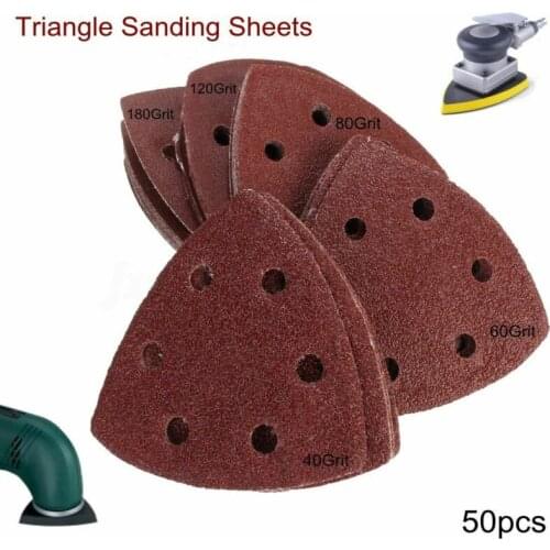50 pcs Delta Sanding Sheets Discs 40-180 Grit Triangle Sander Grinder Paper Pads