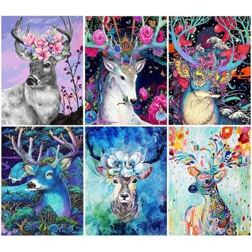 Colorful Elk Deer Animal 5D Diy Full Square and Round Diamond Painting Embroidery Cross Stitch Kit Wall Art Handcraft Home Decor