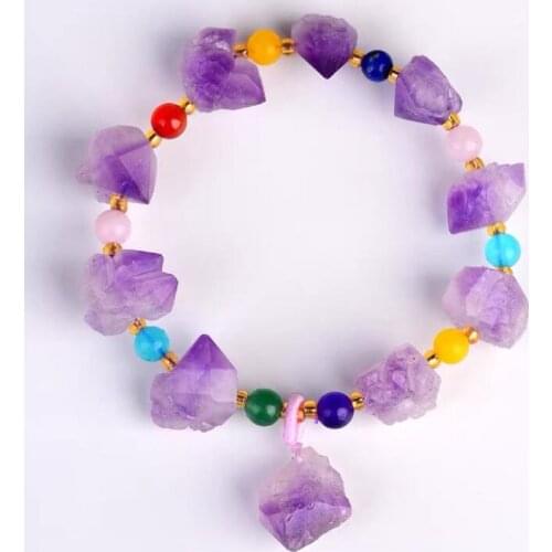 Amethyst bracelet Original stone bracelets for girlfriends браслет Korean simple birthday gift natural crystal jewelry