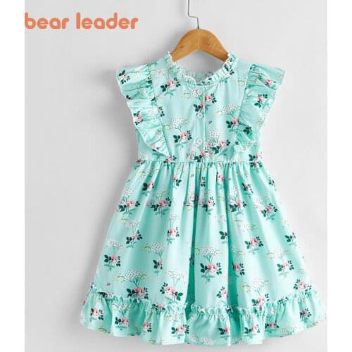 Bear Leader Girls Princess Dresses New Fashion Baby Girl Summer Sleeveless Costumes Kids Ruffles Sweet Clothes Fancy Suits 1-5Y