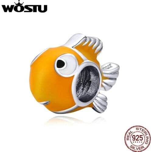 925 Sterling Silver Clownfish Shape Beads Fit 925 Sterling Silver Charm Bead Pendant Bracelets Women DIY Jewelry Make