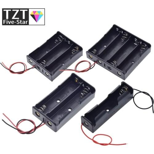 Black Plastic 1x 2x 3x 4x 18650 Battery Storage Box Case 1 2 3 4 Slot Way DIY Batteries Clip Holder Container With Wire Lead Pin