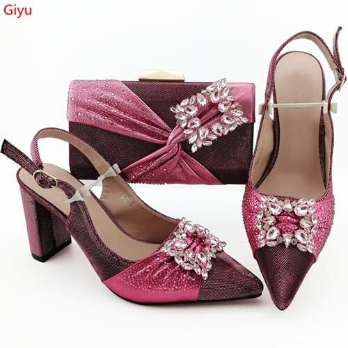 Doershow new arrive shoes with Matching Bags for Wedding ladyShoe and Bag to Match for party Nigerian Shoes and Bag Set! HJK1-37