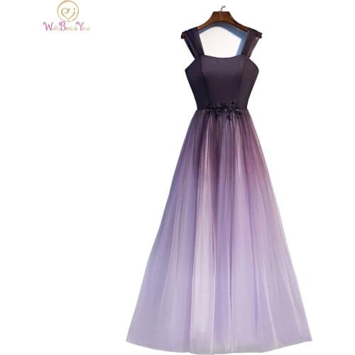 Purple White Evening Dresses Gradient color Tulle Party Long Floor Length Sleeveless A Line Prom Gowns Plus Size Walk Beside You