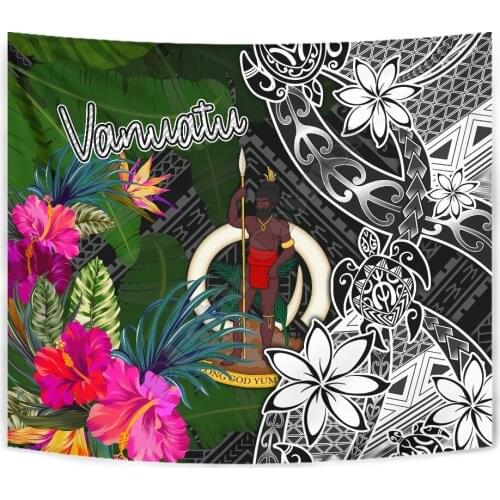 Vanuatu Tapestry Turtle Plumeria Banana Leaf 3D Printed Tapestrying Rectangular Home Decor Wall Hanging