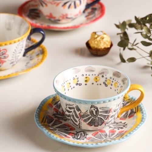 Creative Vintage Coffee Cup Retro European Style Travel Coffee Cup Reusable Porcelain Tazas Desayuno House Decoration EI50BD
