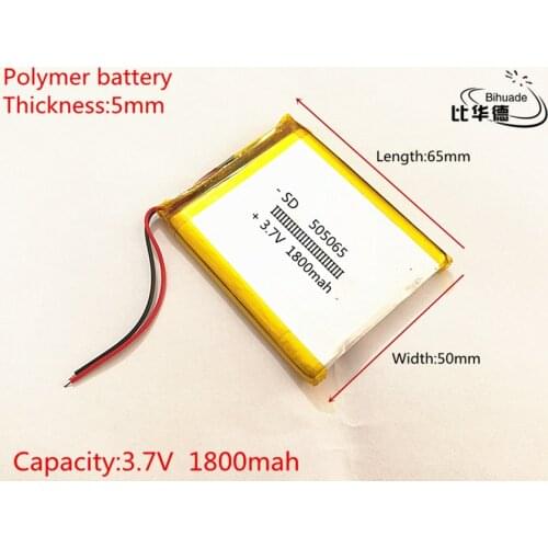 3.7V 1800mAh 505065 Lithium Polymer Li-Po li ion Rechargeable Battery cells For Mp3 MP4 MP5 toy mobile bluetooth
